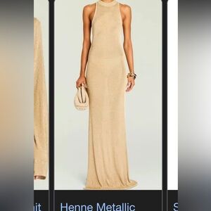 Henne Metallic Gold Maxi Dress